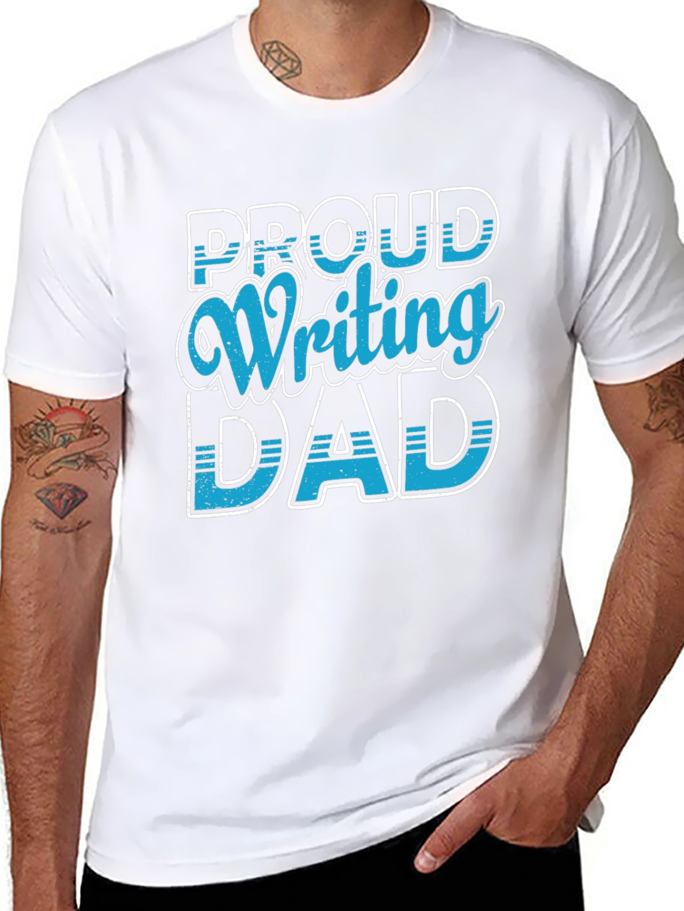 Proud Writing Dad T-Shirt - Black