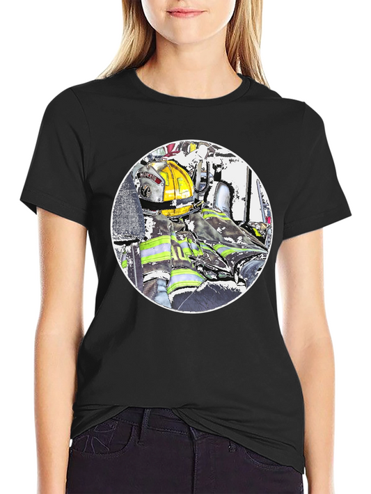 Firefighter Graphic T-Shirt - Black Cotton Blend