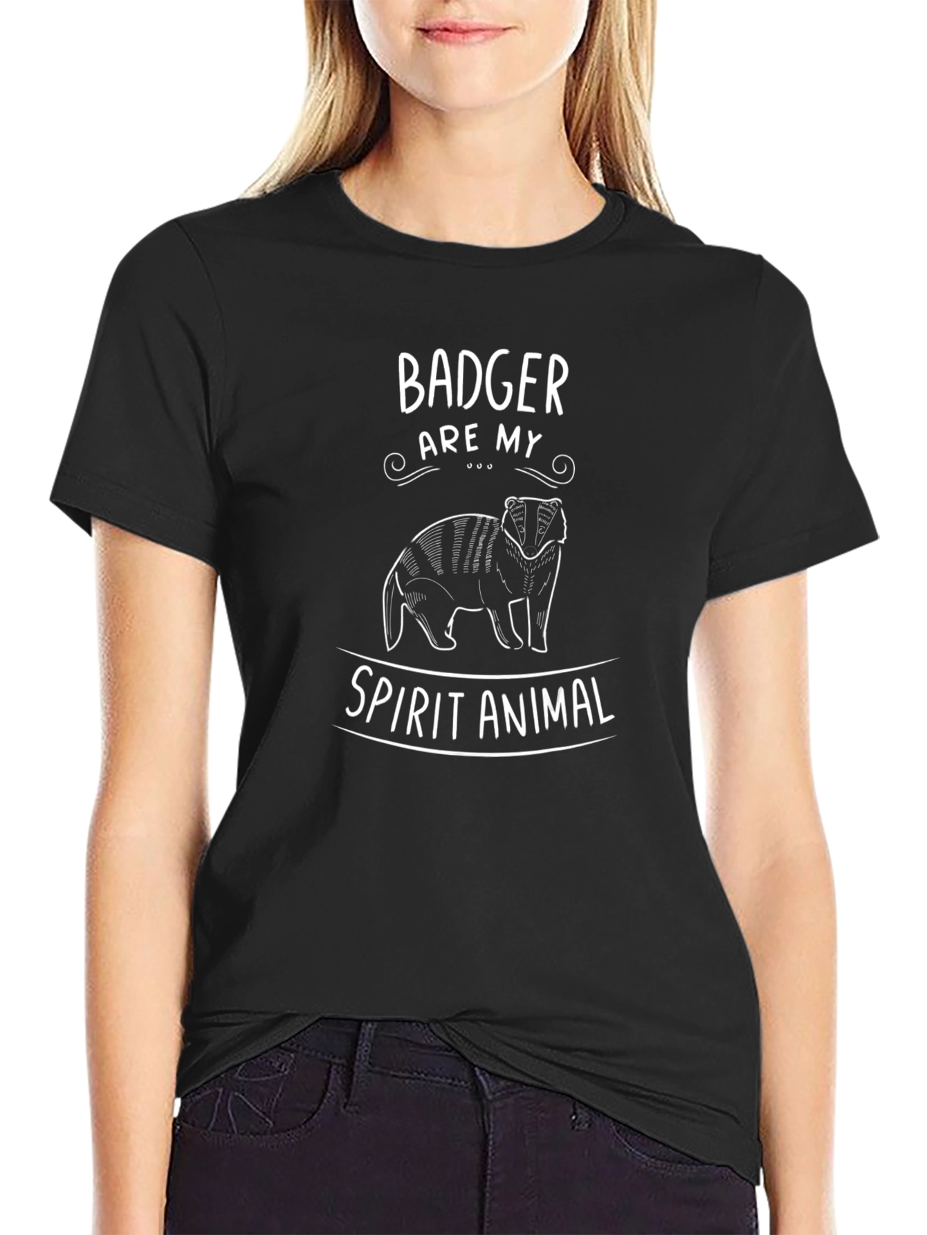 Badger Are My Spirit Animal Graphic Tee - Black