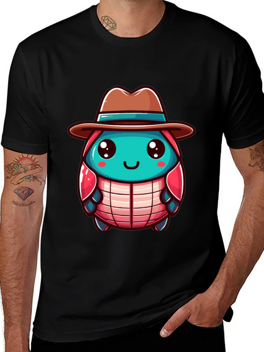 Cartoon Character on Black T-Shirt