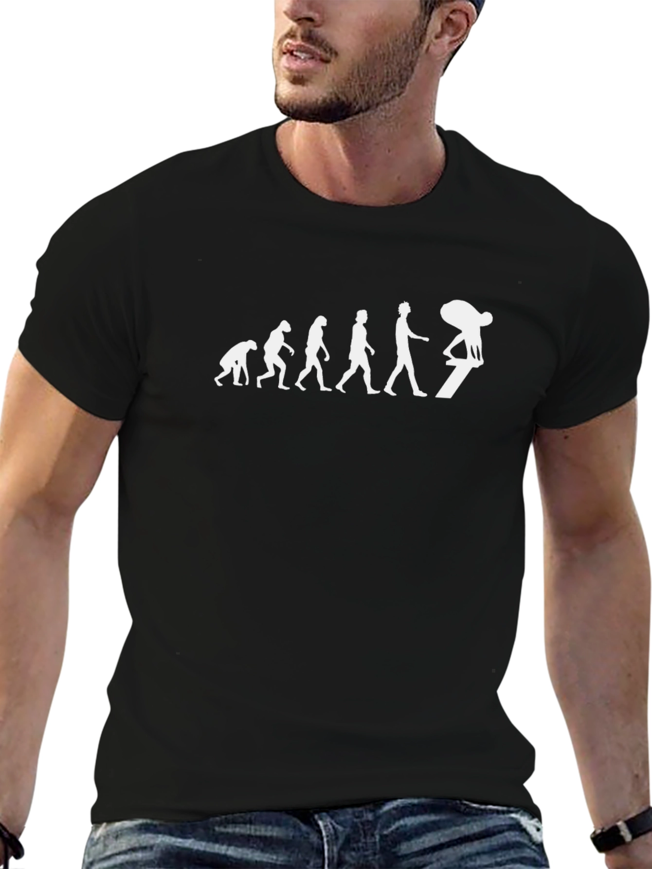 Skateboard Evolution Black T-Shirt - Ride On!