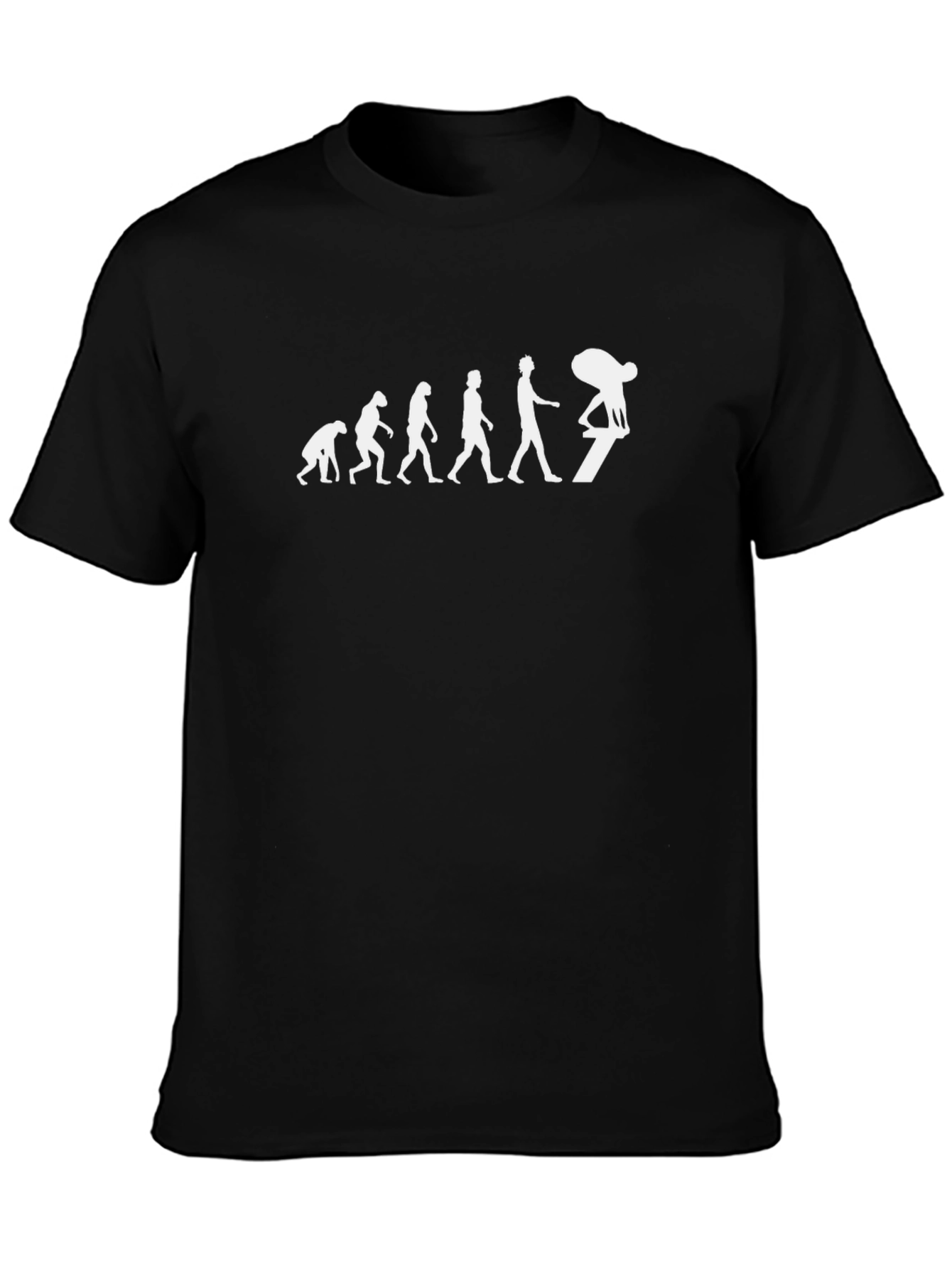 Skateboard Evolution Black T-Shirt - Ride On!