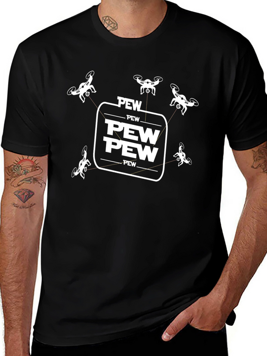 Drone Pew Pew T-Shirt - Black Graphic Tee
