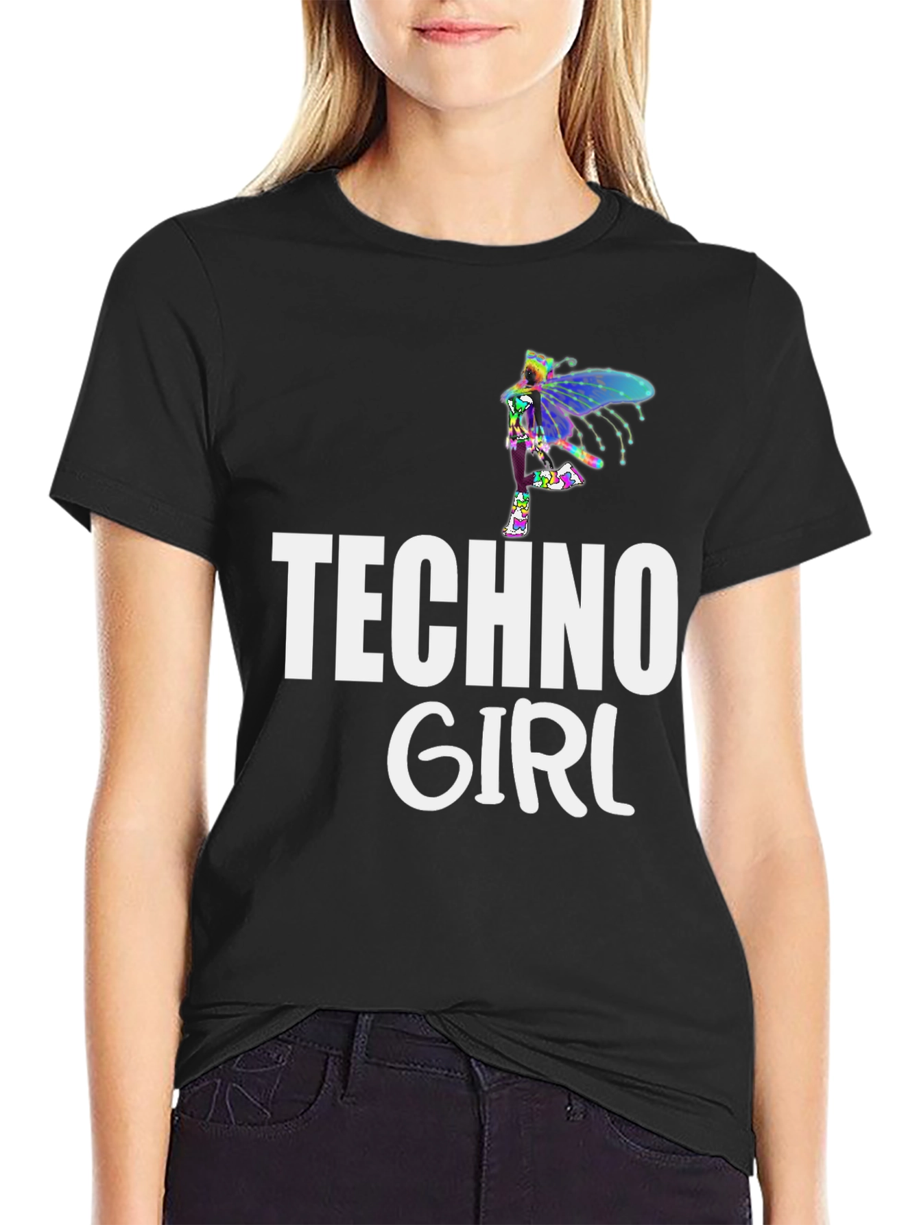 Techno Girl Black T-Shirt