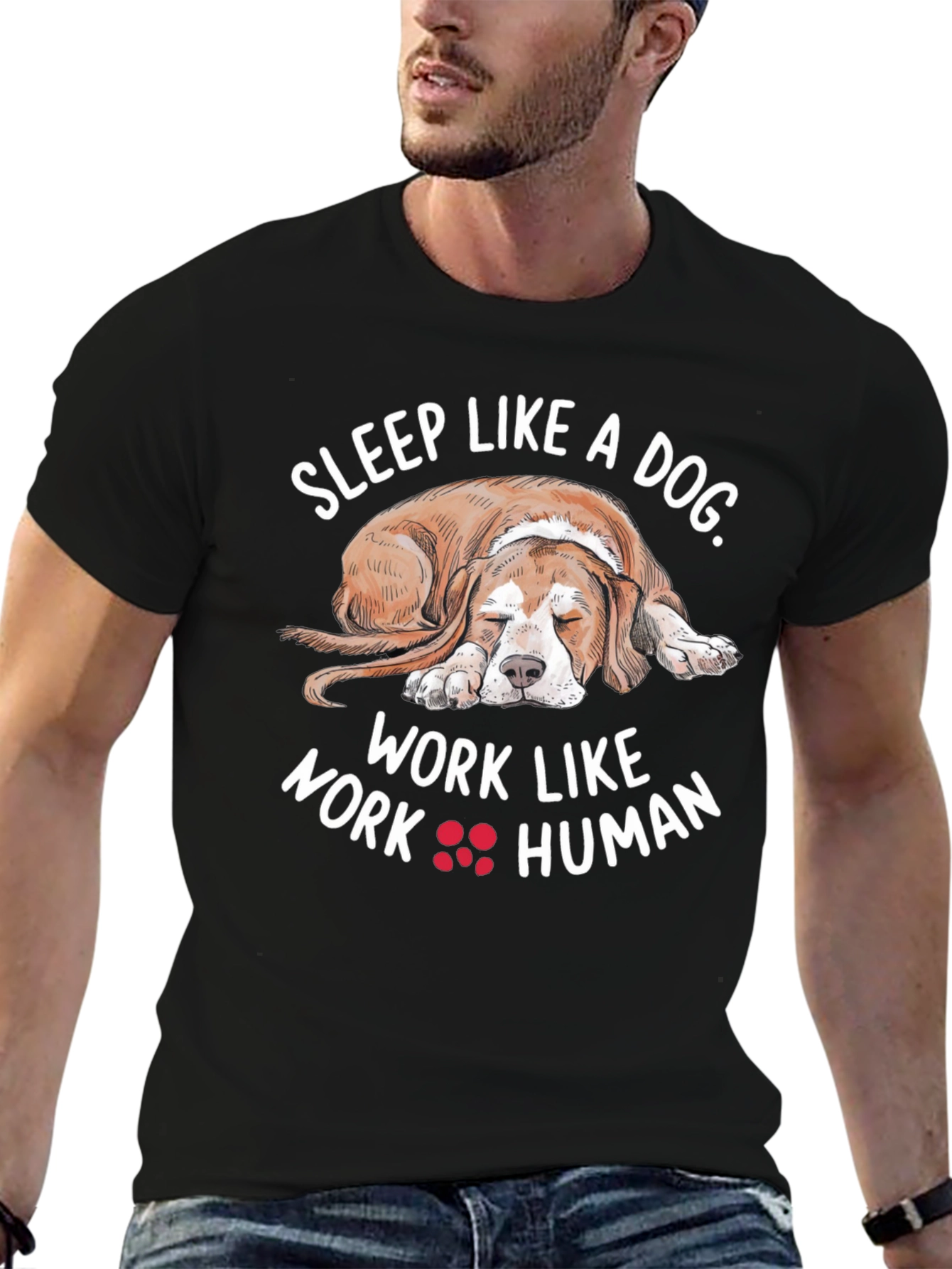 Sleep Like A Dog Black T-Shirt