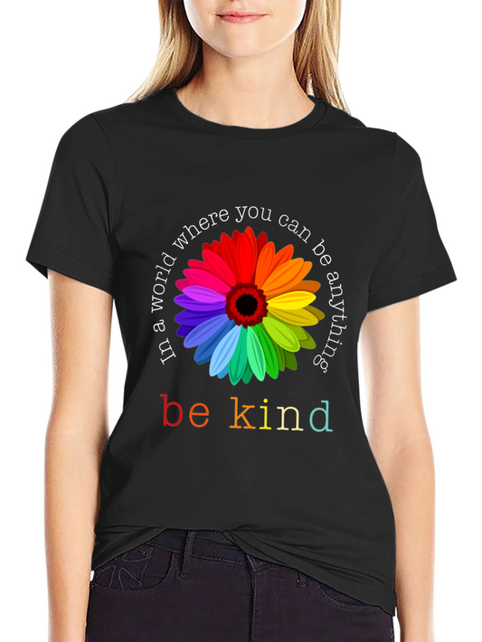 Be Kind Rainbow Flower Graphic Tee - Unisex