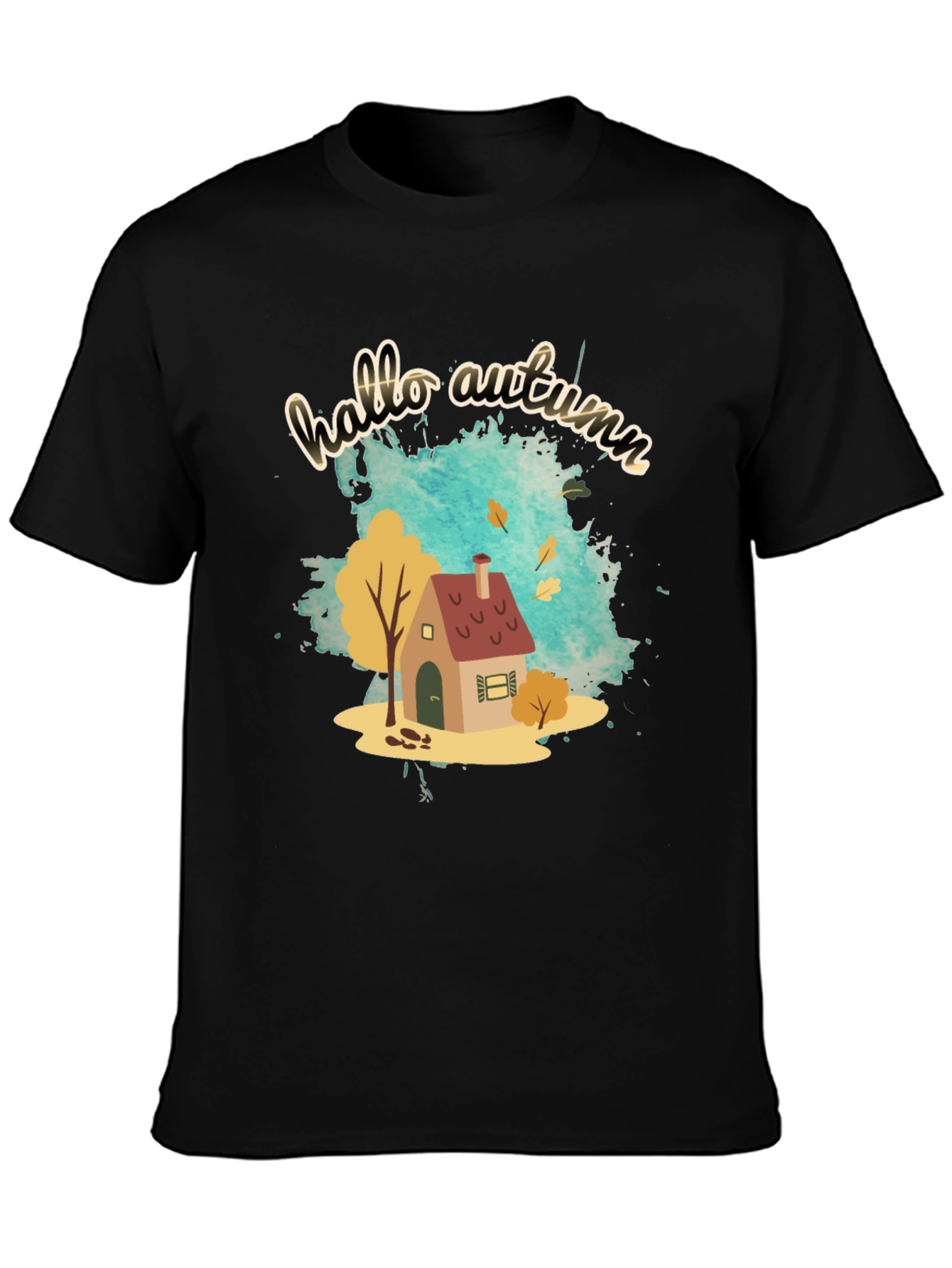 Hello Autumn Black Graphic Tee