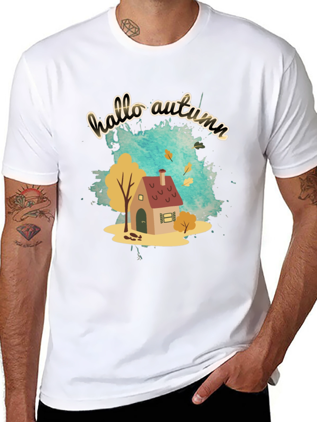 Hello Autumn Black Graphic Tee