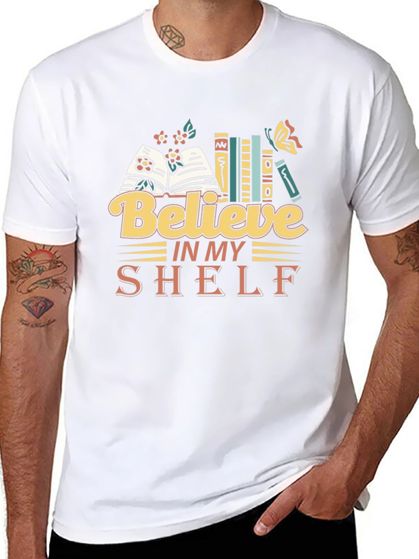 Believe In My Shelf Graphic Tee Book Lover T-Shirt