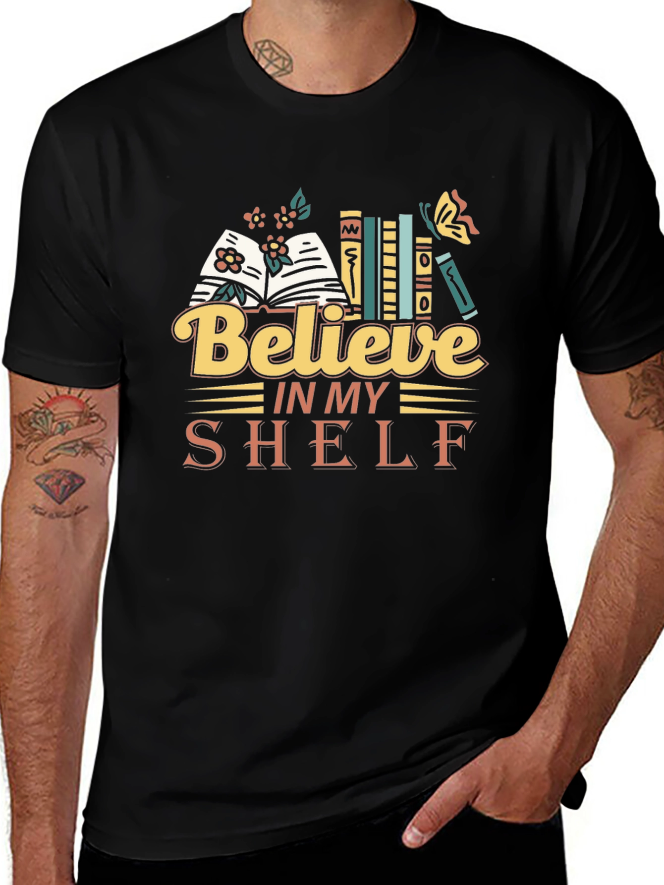 Believe In My Shelf Graphic Tee Book Lover T-Shirt