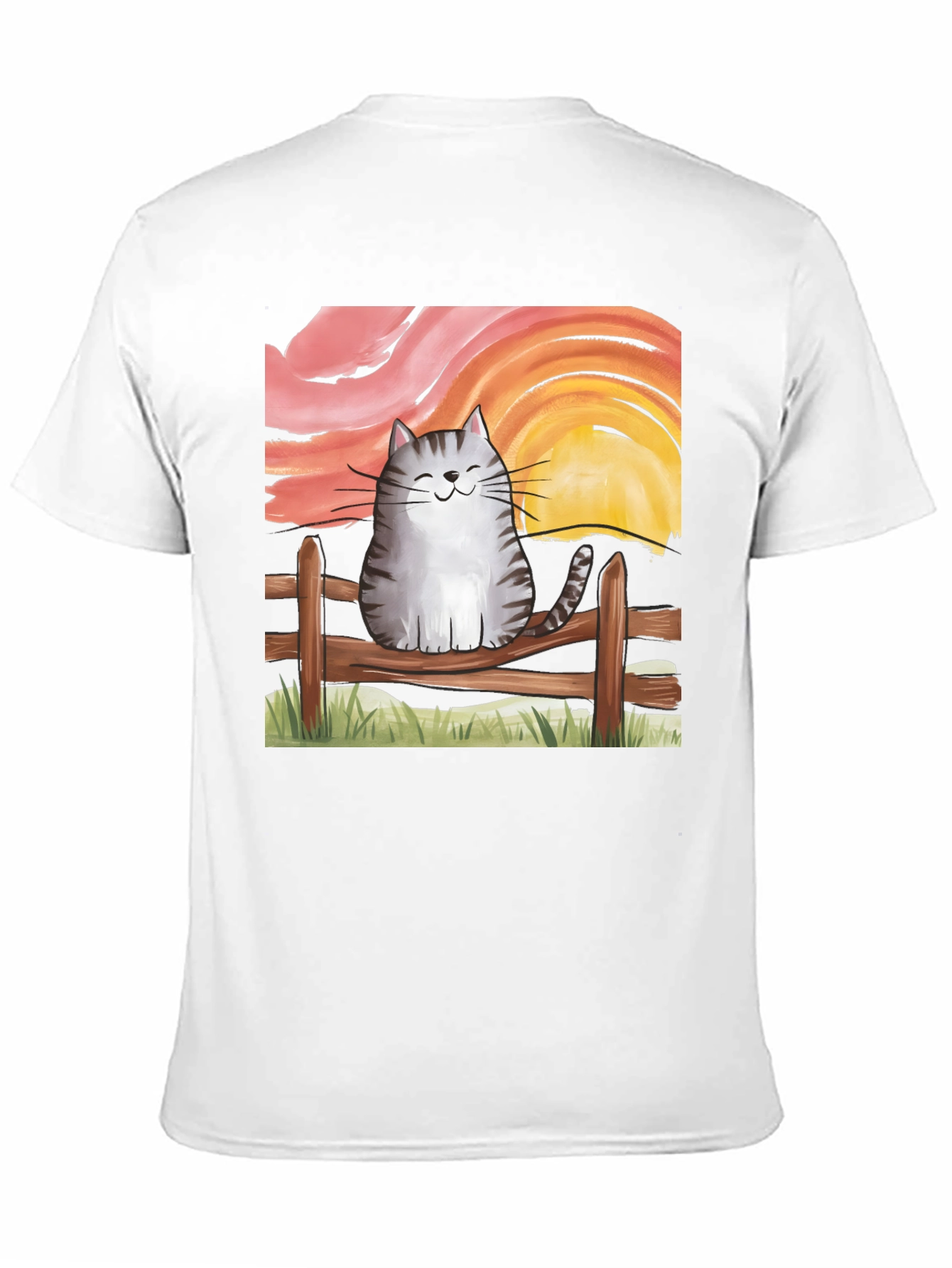 Cat on Fence Sunset Graphic Tee