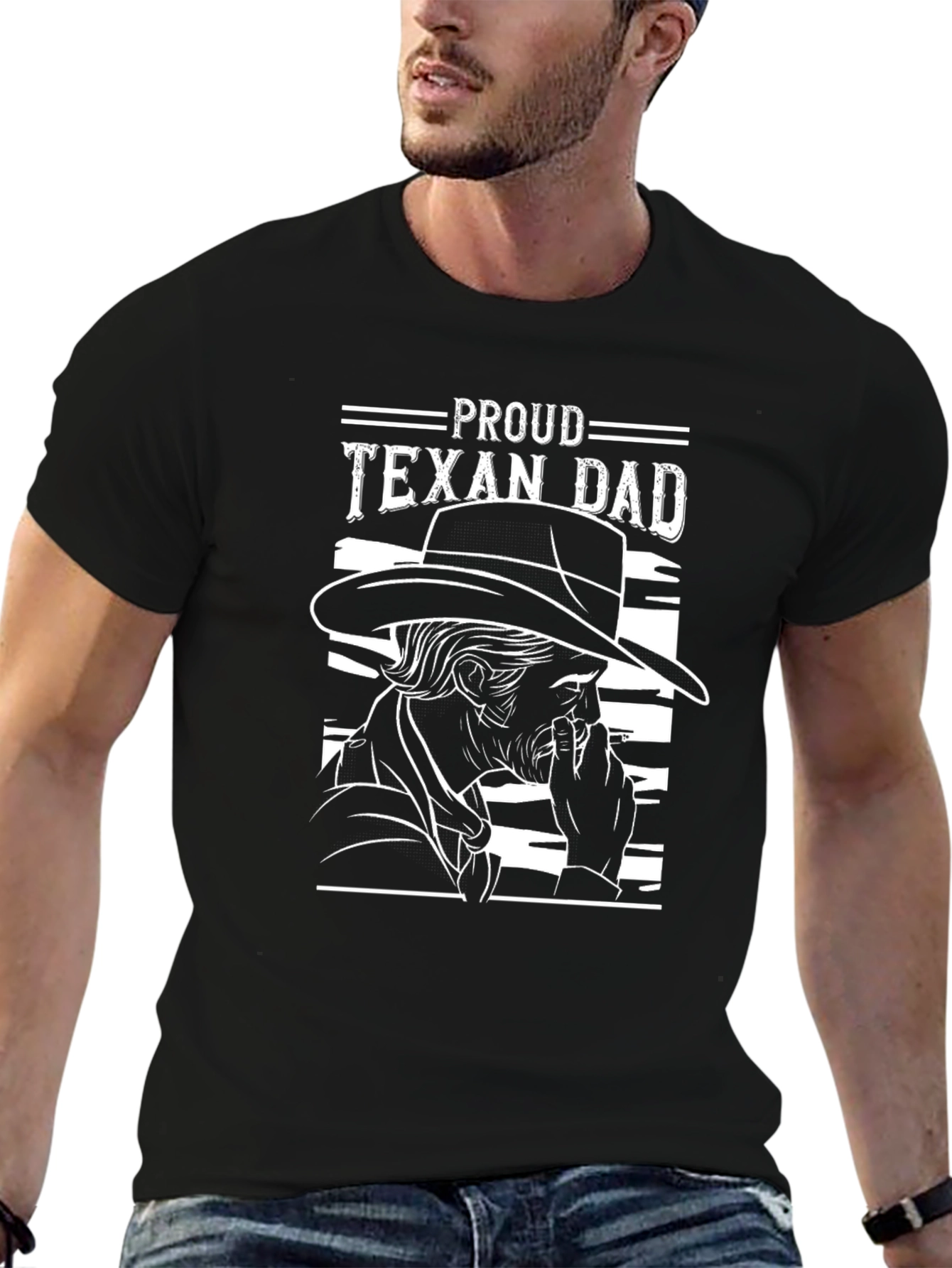 Proud Texan Dad Graphic Tee - Black