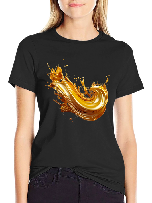 Golden Splash Graphic Tee - Modern Black T-Shirt