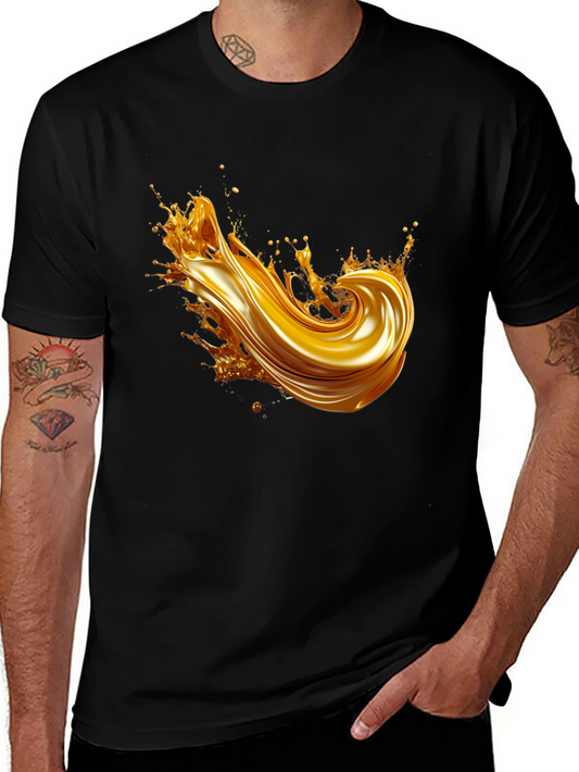 Golden Splash Graphic Tee - Modern Black T-Shirt