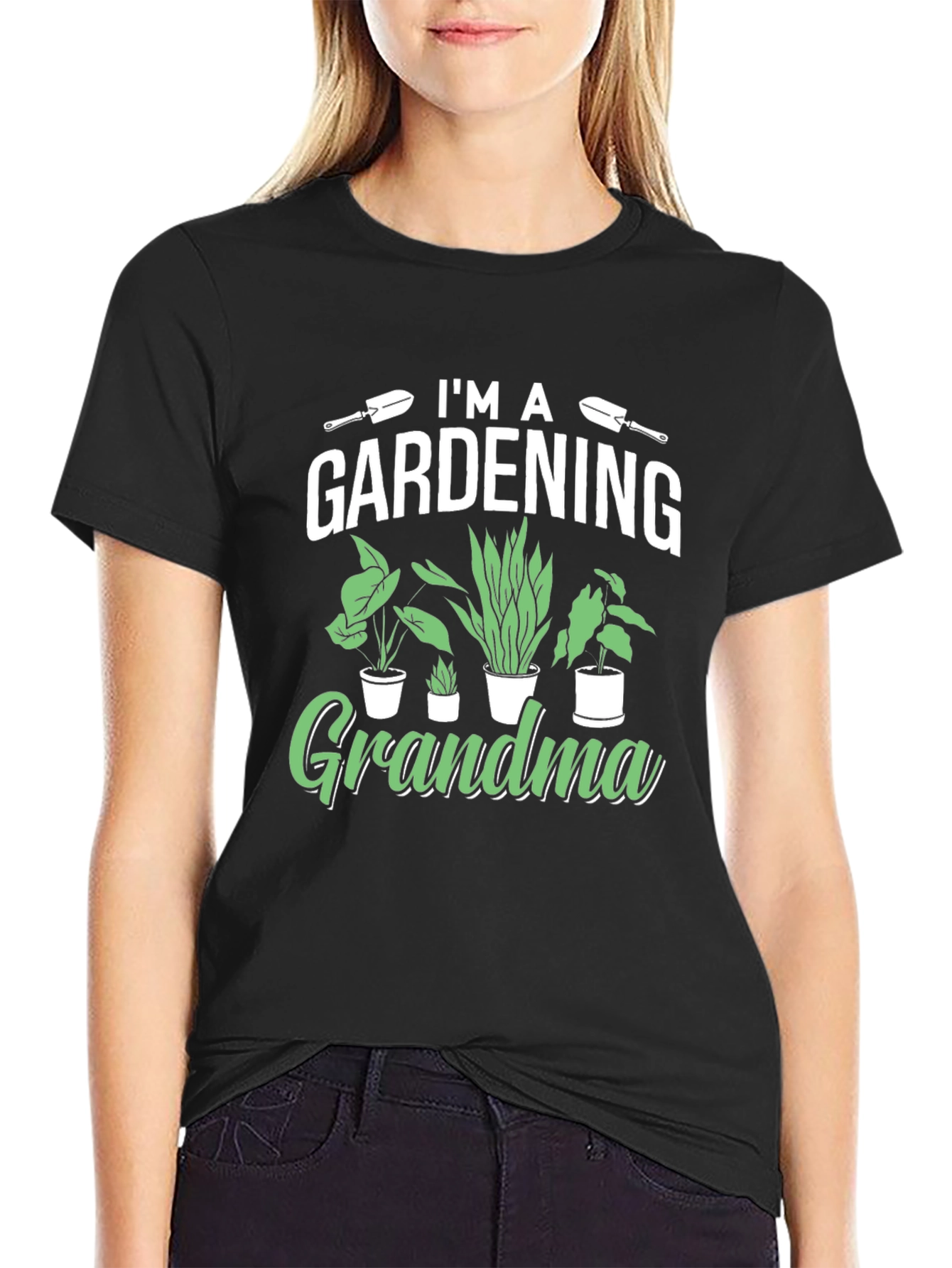 Gardening Grandma T-Shirt - Black Cotton Tee