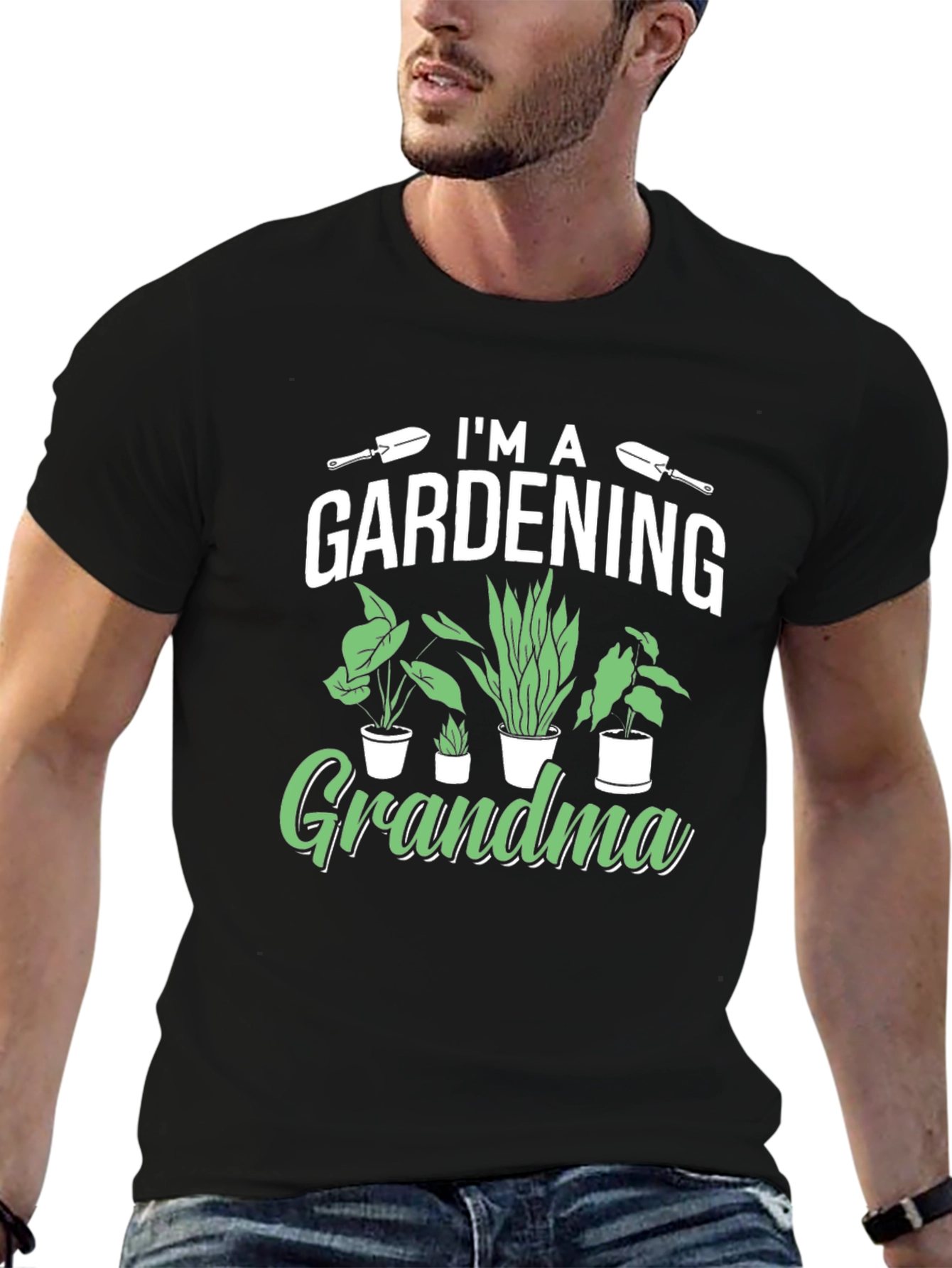 Gardening Grandma T-Shirt - Black Cotton Tee
