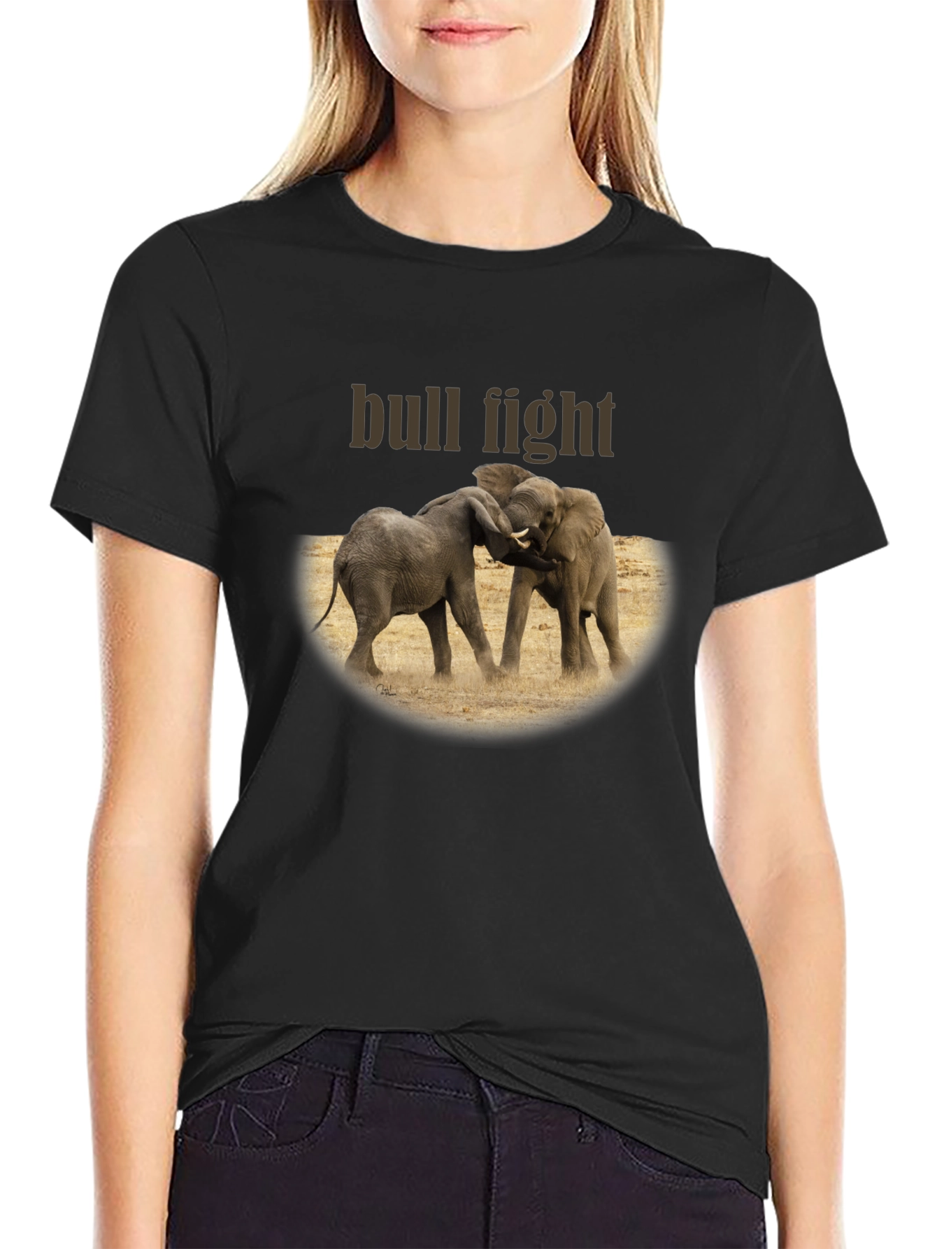 Elephant Bull Fight Graphic T-Shirt