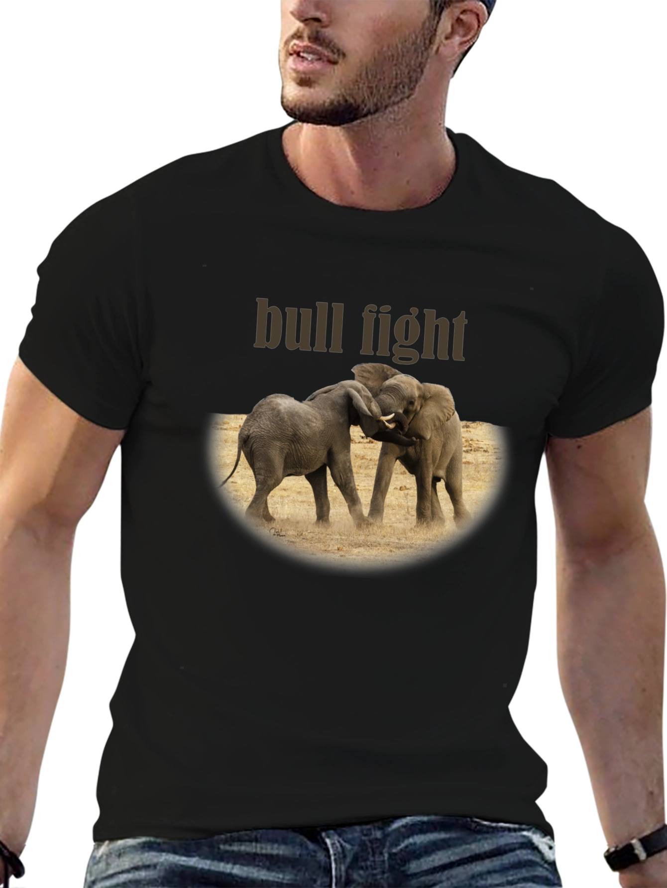 Elephant Bull Fight Graphic T-Shirt