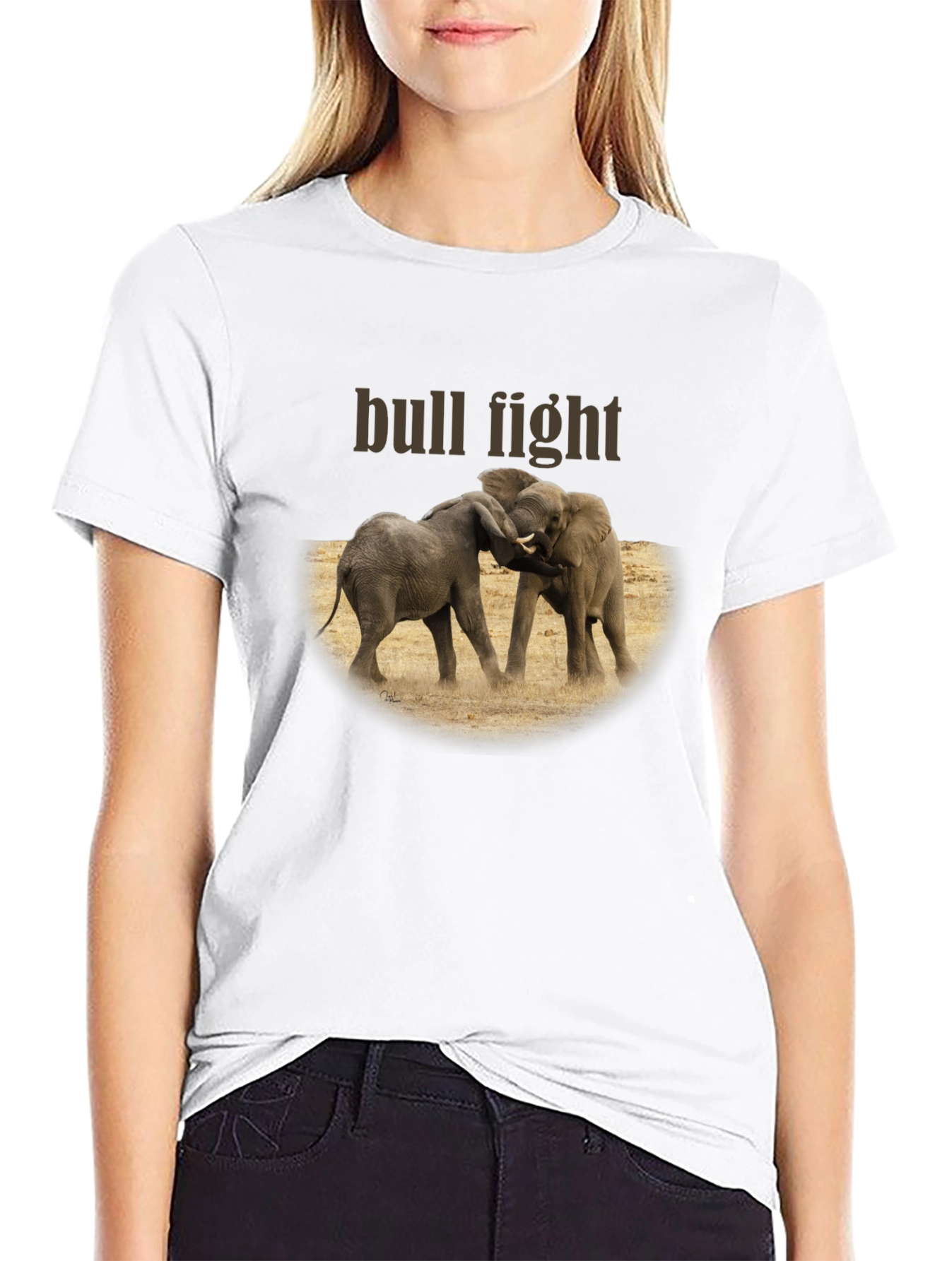 Elephant Bull Fight Graphic T-Shirt