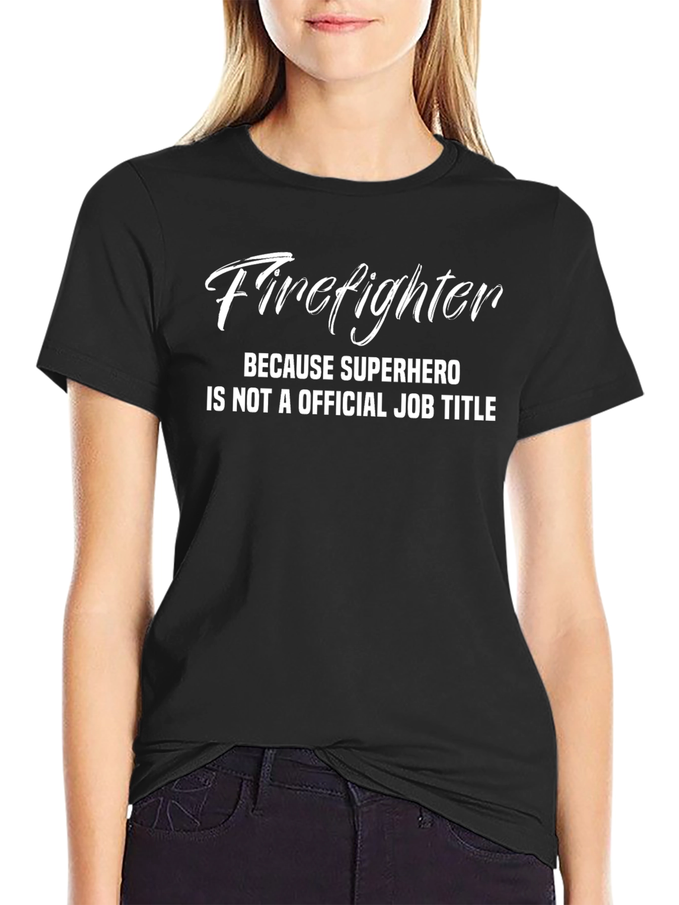 Firefighter Superhero Job Title T-Shirt