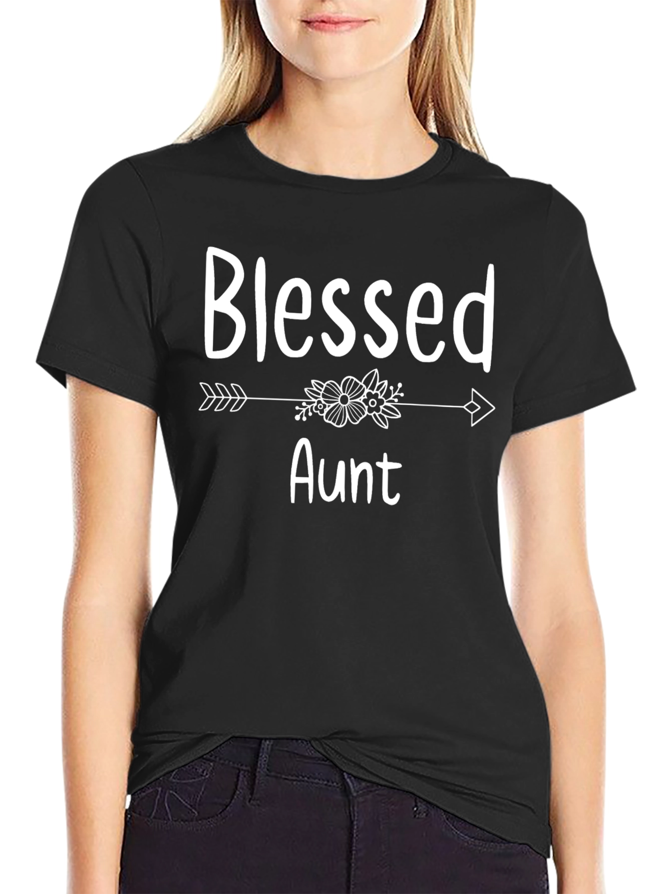 Blessed Aunt T-Shirt Floral Arrow Design