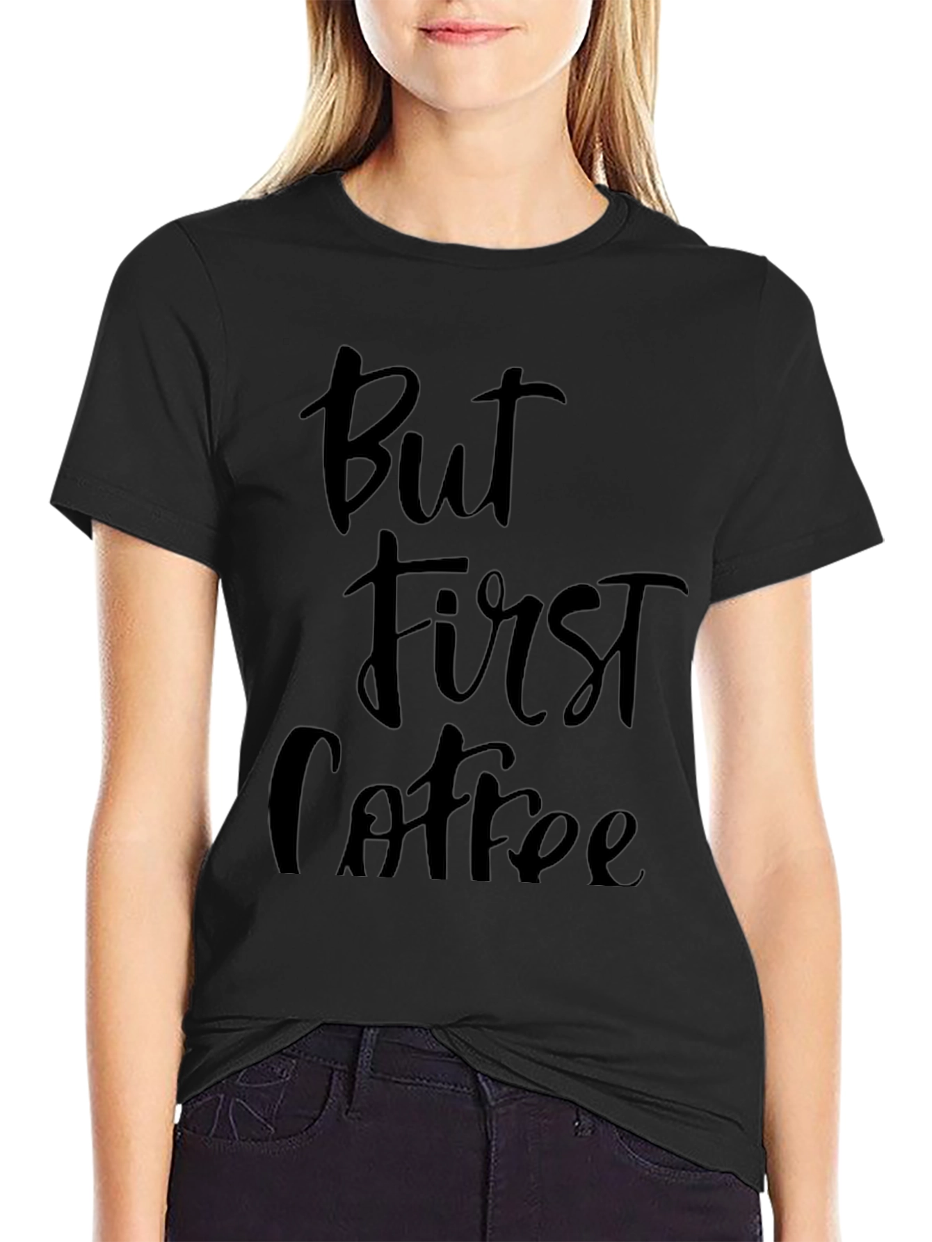 But First Coffee Black Graphic Tee Shirt