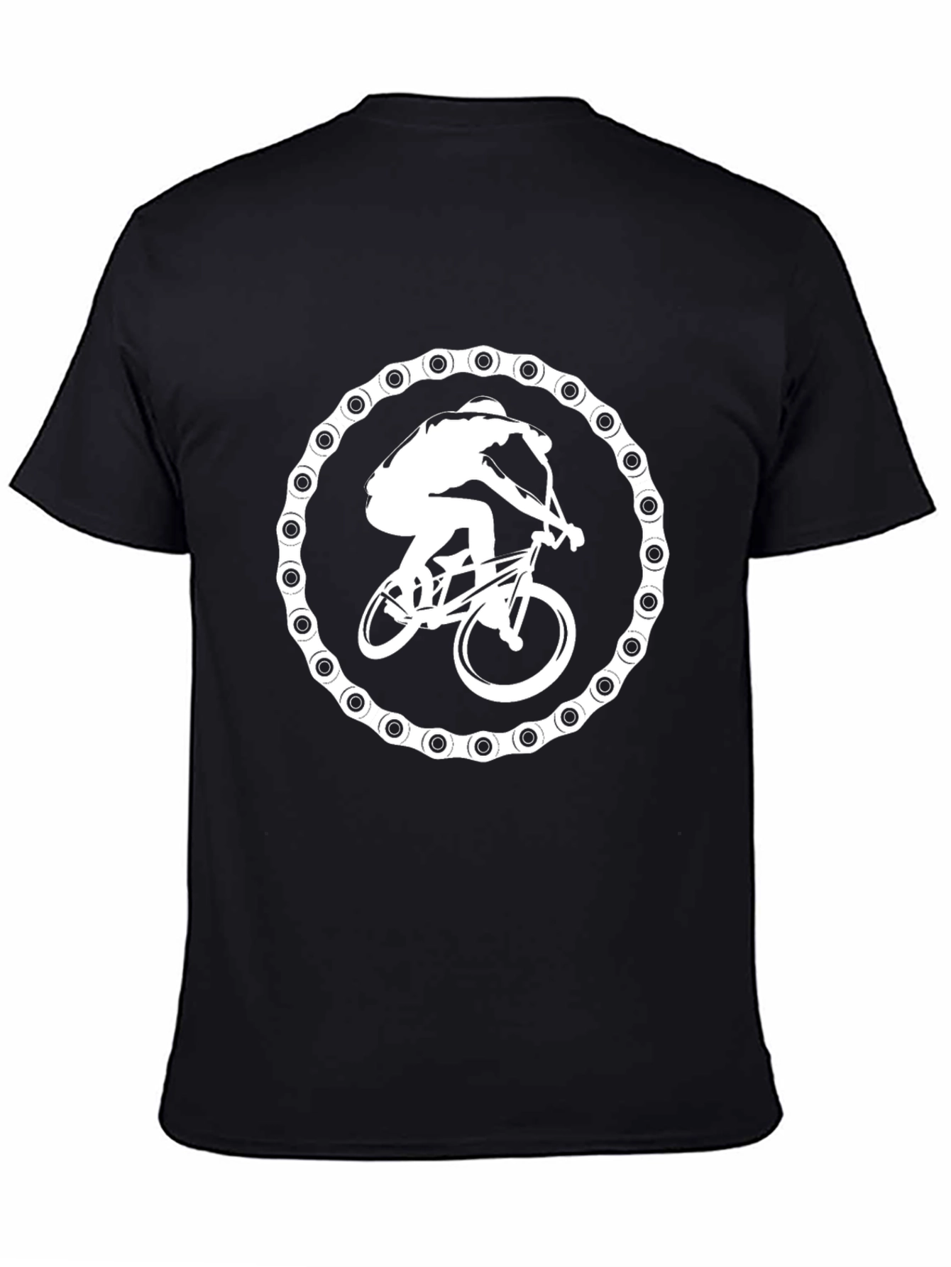 Biker Chain Graphic Tee - Black Cotton T-Shirt