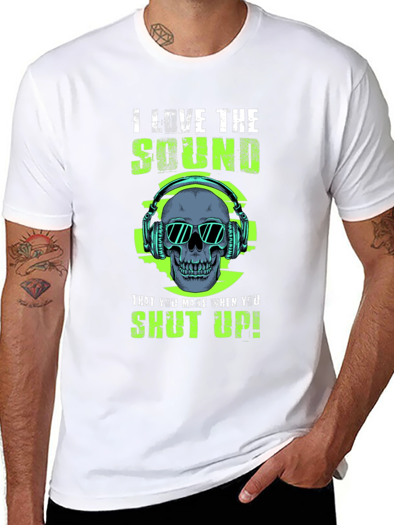 I Love The Sound Skull Graphic T-Shirt