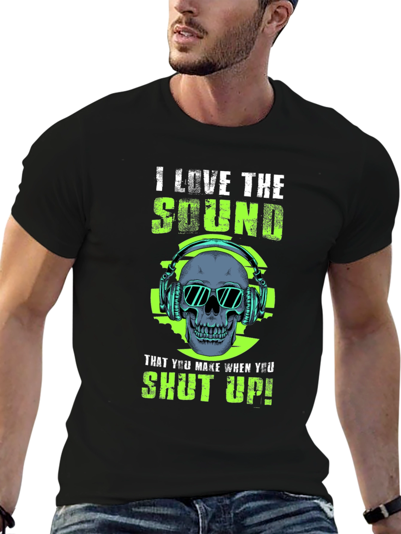 I Love The Sound Skull Graphic T-Shirt