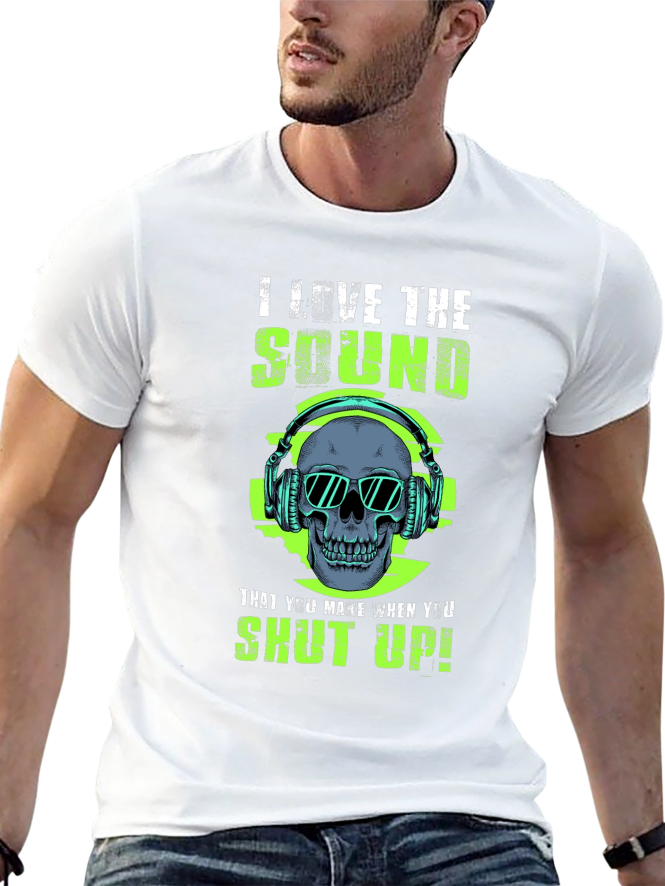 I Love The Sound Skull Graphic T-Shirt