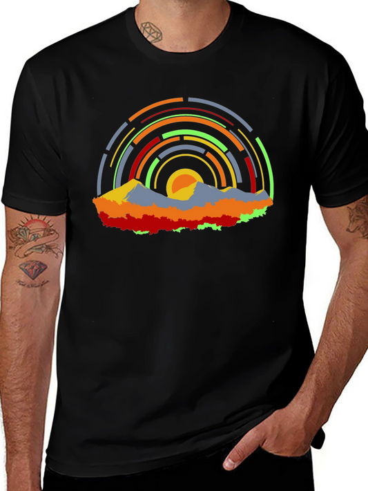 Abstract Mountainscape Graphic T-Shirt