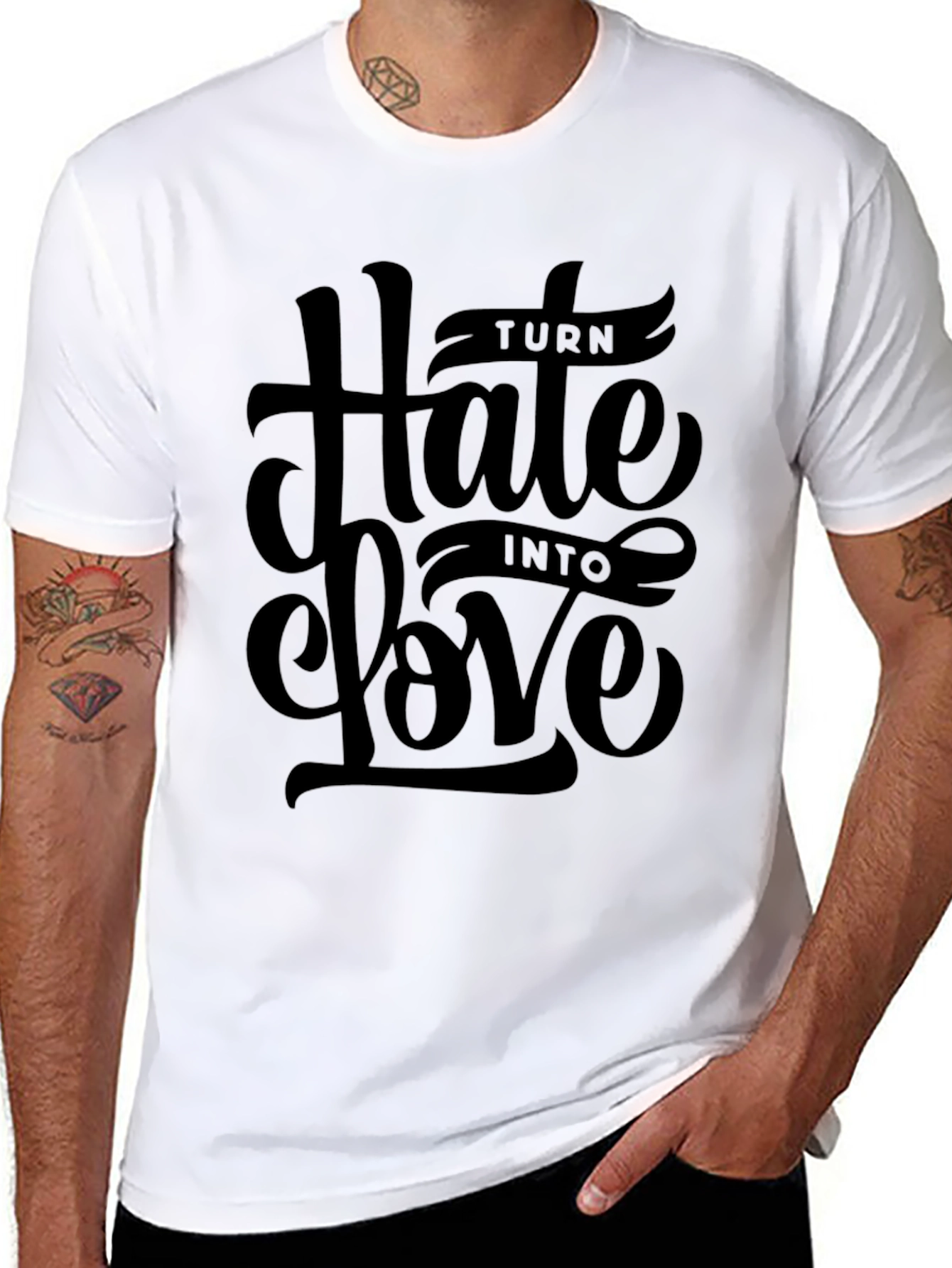 Turn Hate Into Love Black Graphic Tee