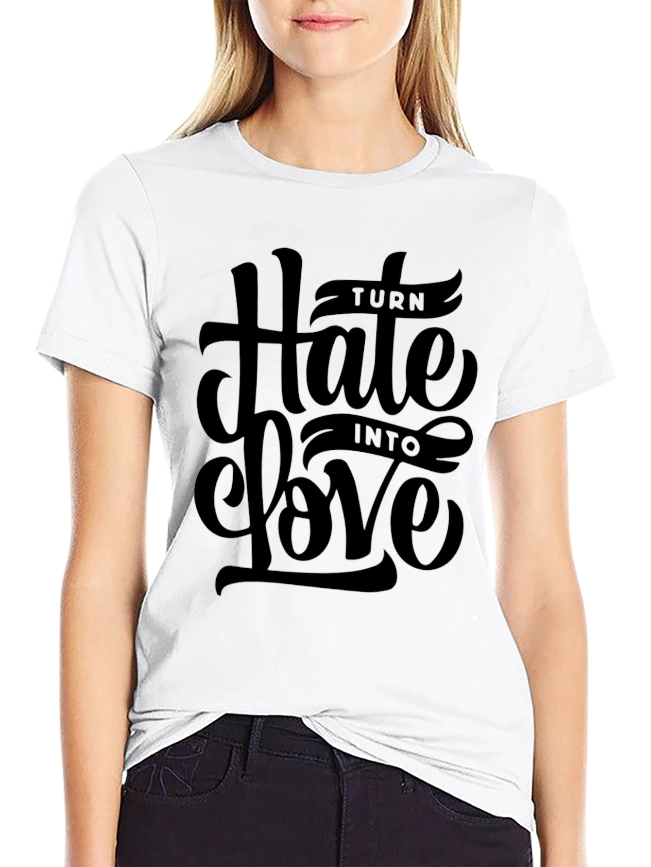 Turn Hate Into Love Black Graphic Tee