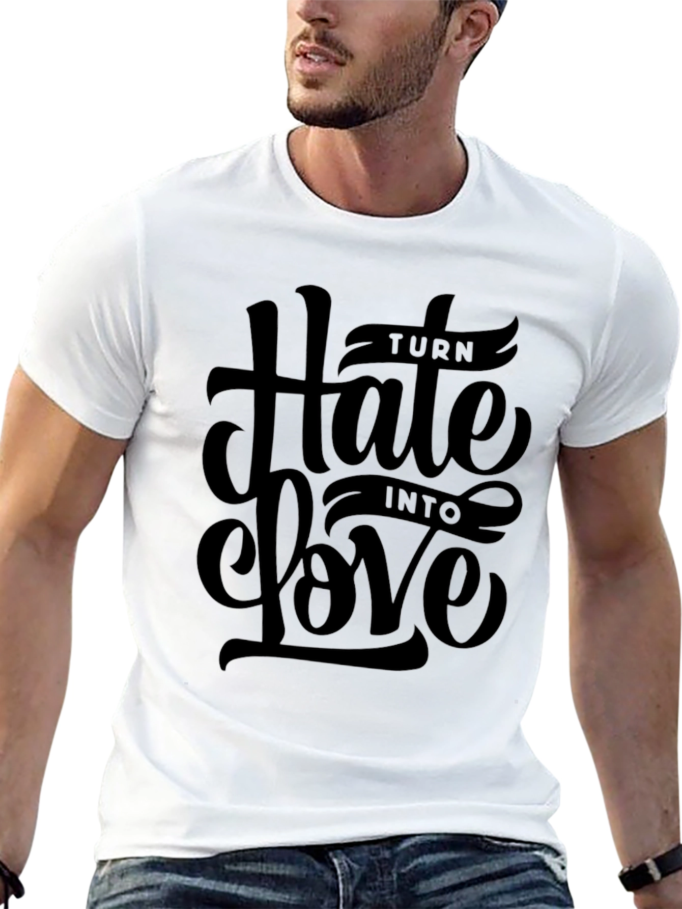 Turn Hate Into Love Black Graphic Tee
