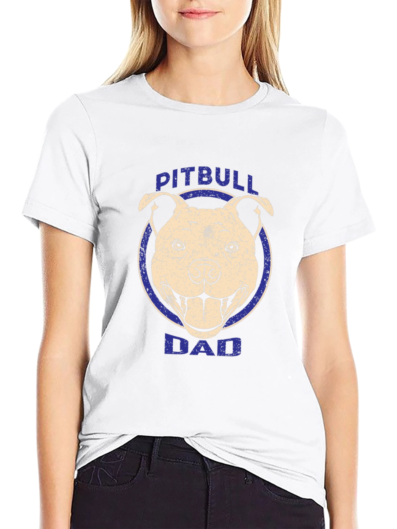 Pitbull Dad Graphic Tee - Black Cotton T-Shirt