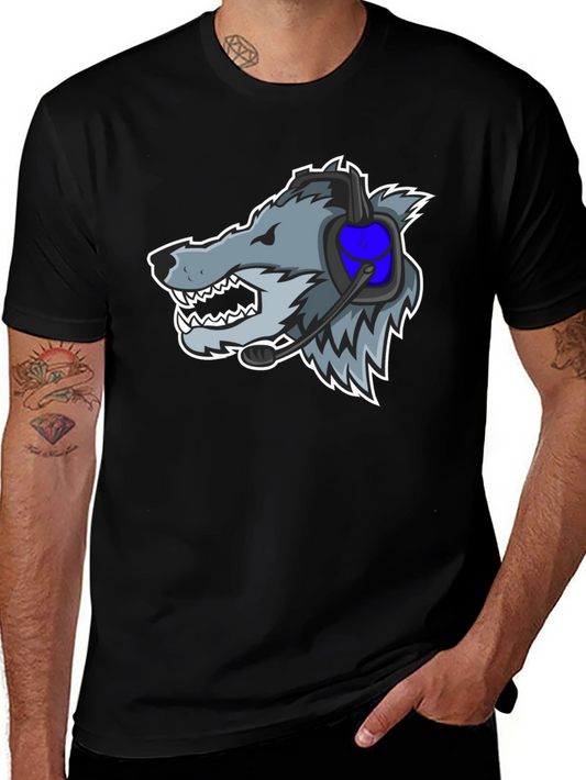 Gamer Wolf Graphic Tee - Black Cotton T-Shirt