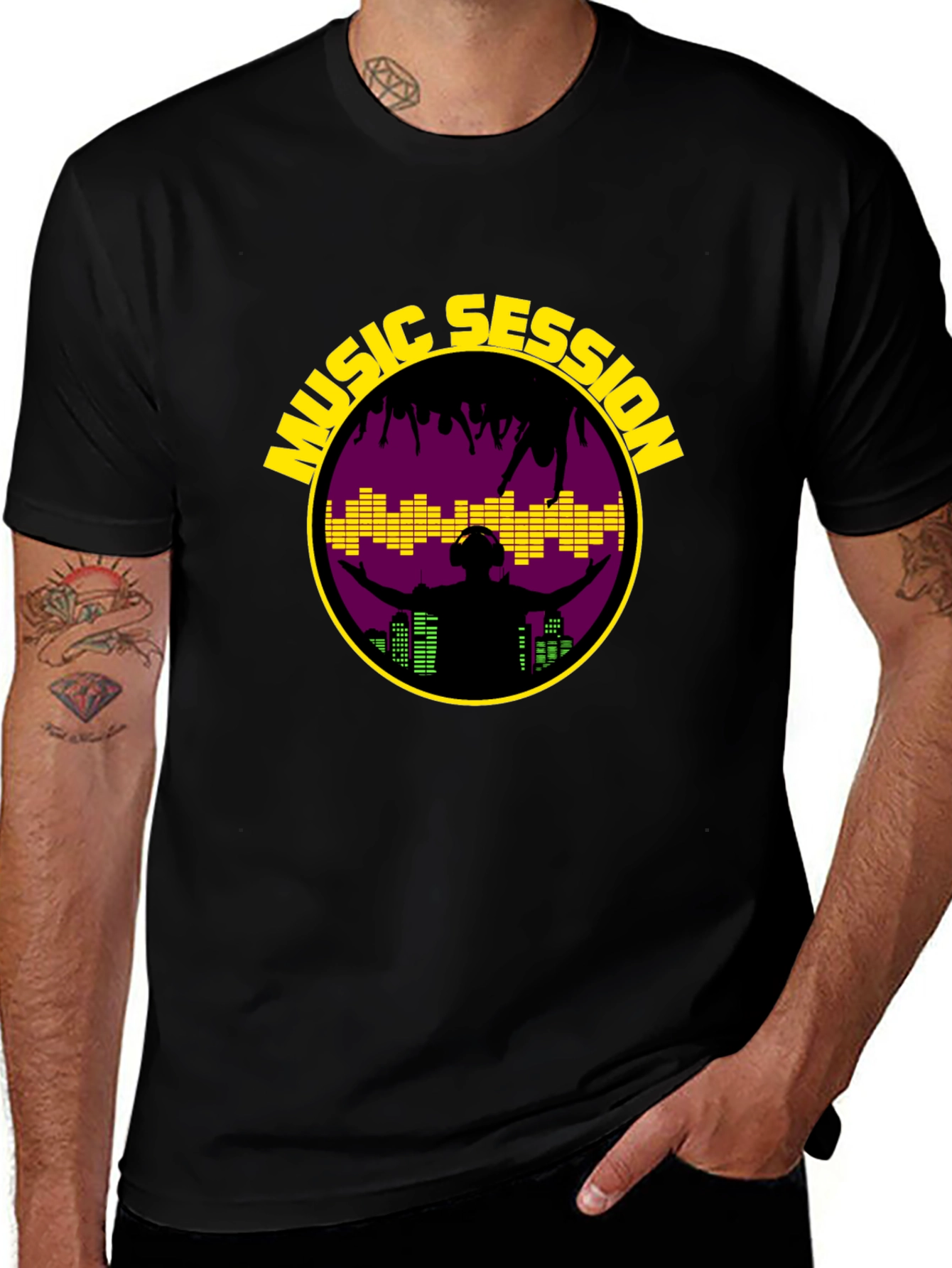 Music Session Black T-Shirt - DJ EDM