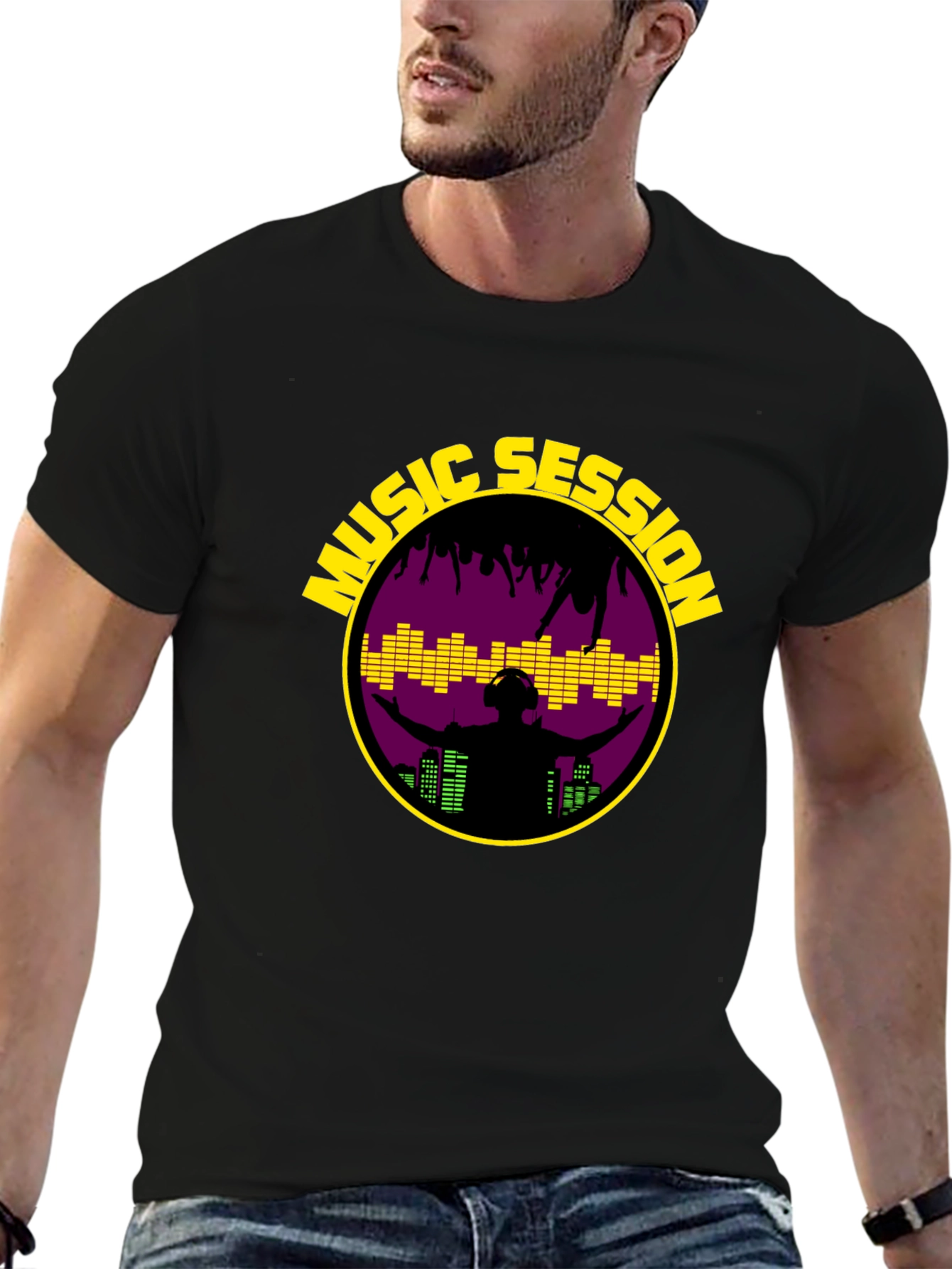 Music Session Black T-Shirt - DJ EDM