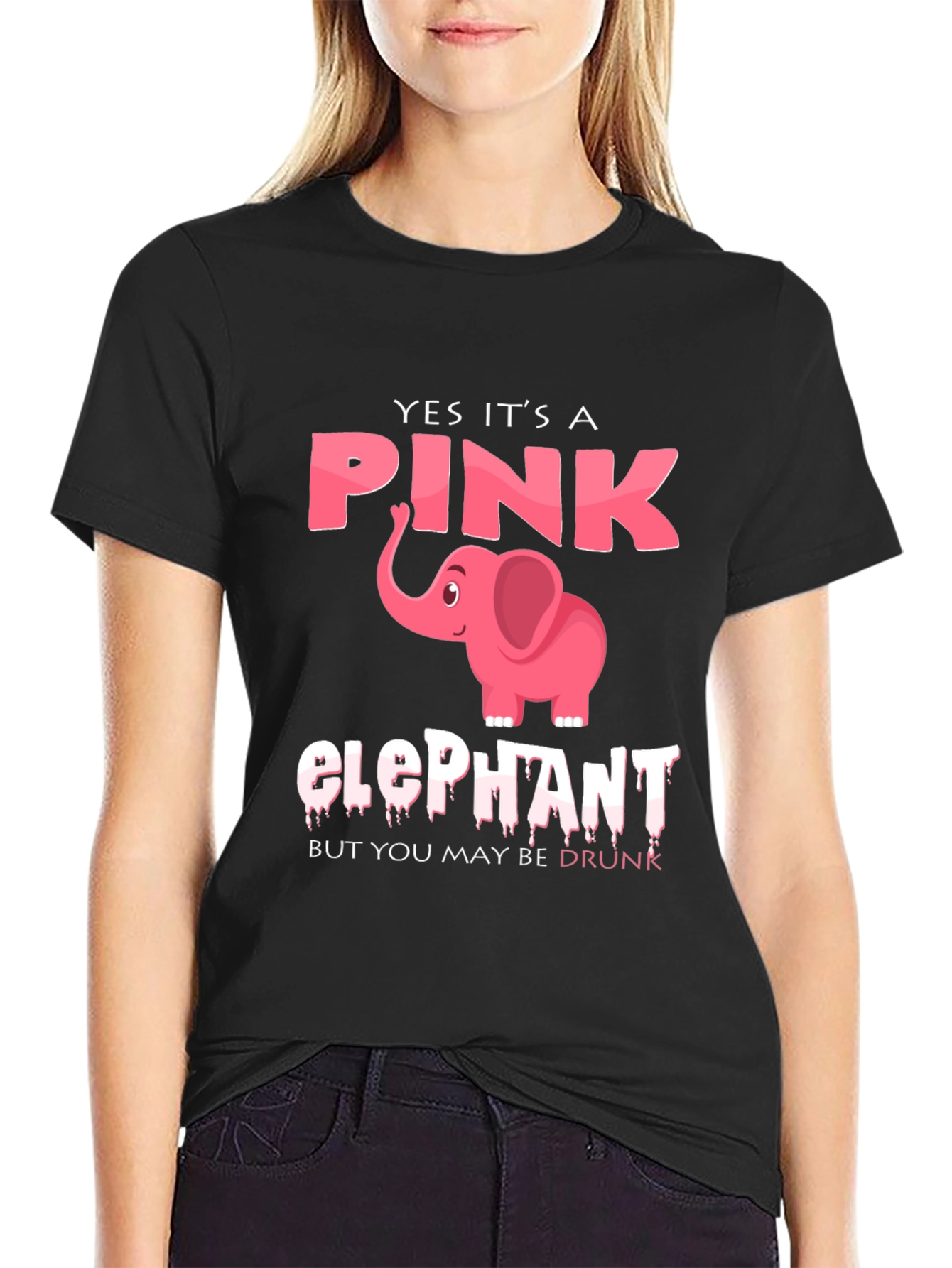 Pink Elephant Graphic Tee - Maybe Youre Drunk!