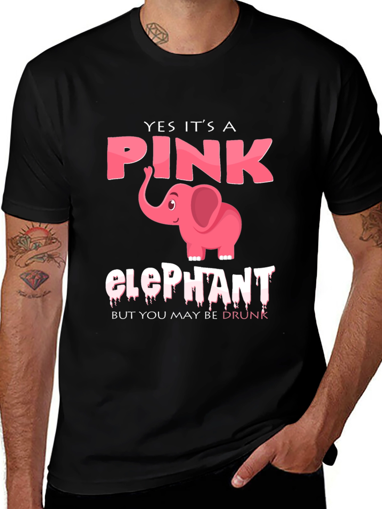 Pink Elephant Graphic Tee - Maybe Youre Drunk!