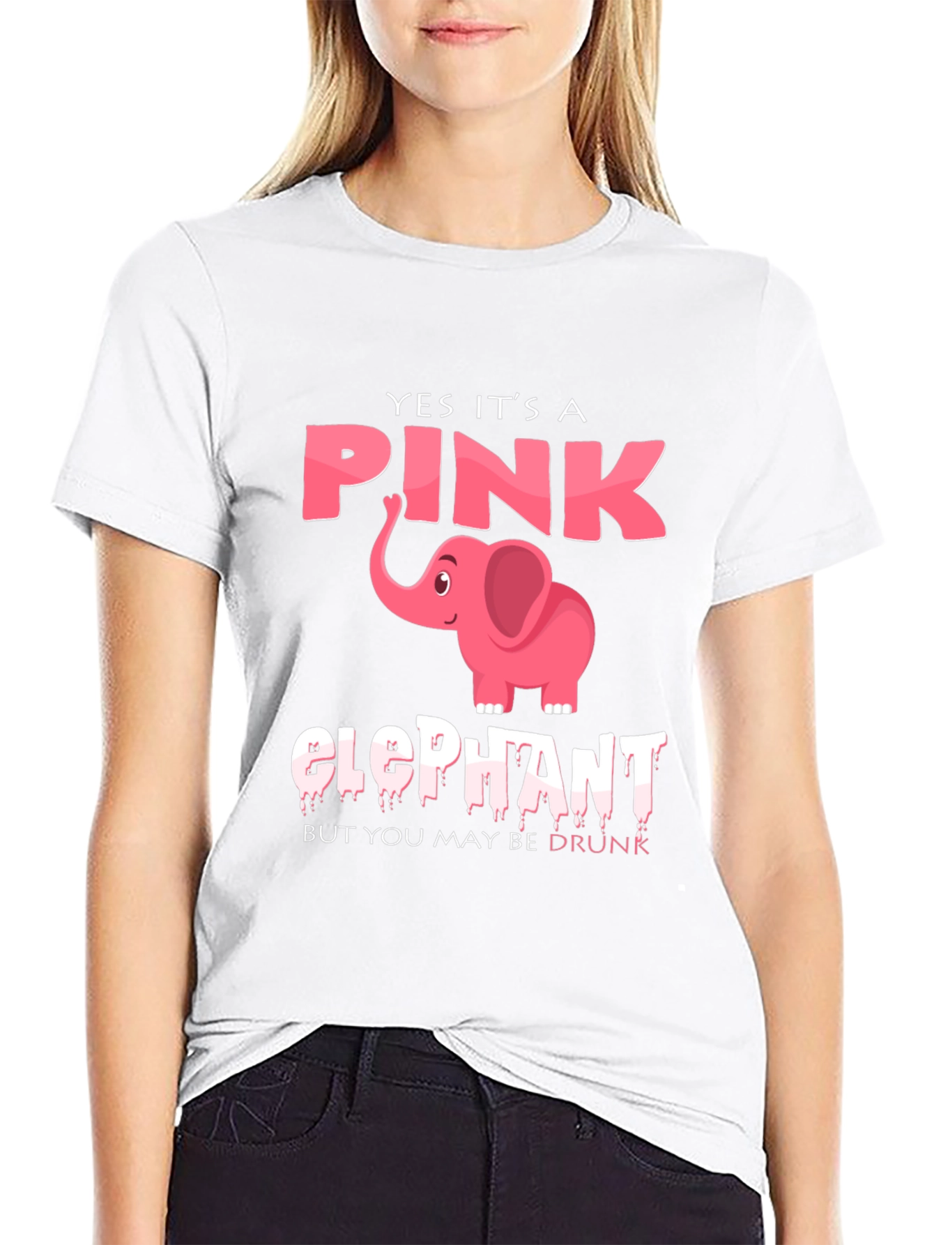Pink Elephant Graphic Tee - Maybe Youre Drunk!