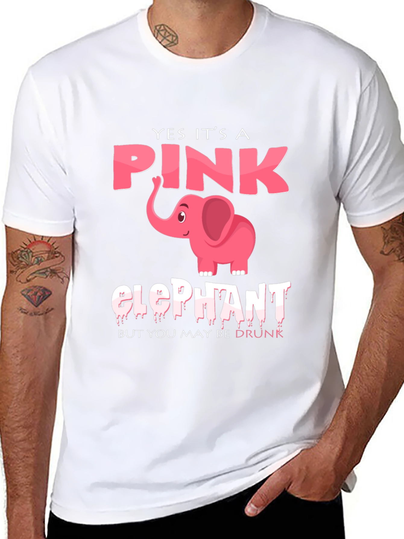 Pink Elephant Graphic Tee - Maybe Youre Drunk!
