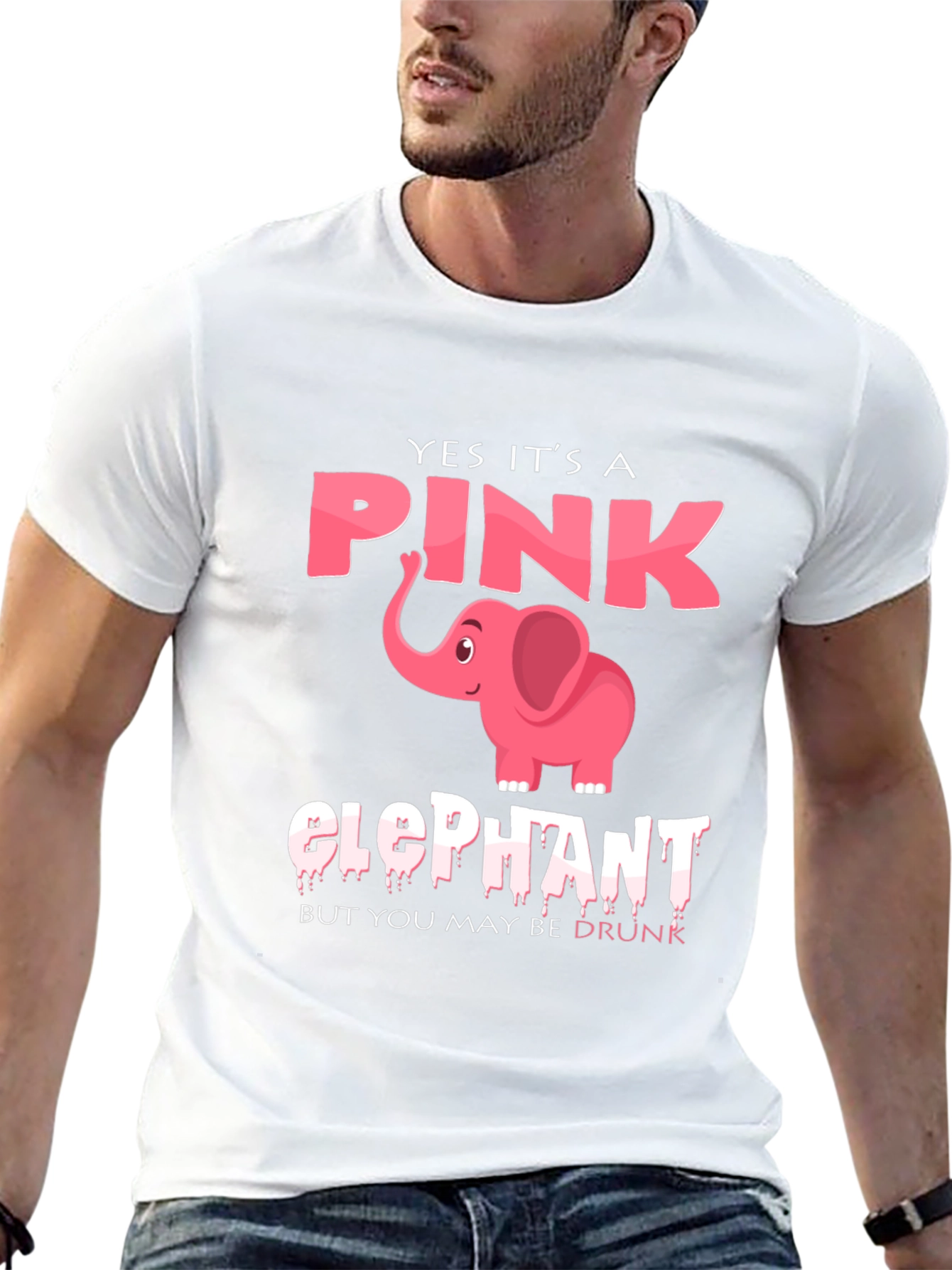 Pink Elephant Graphic Tee - Maybe Youre Drunk!