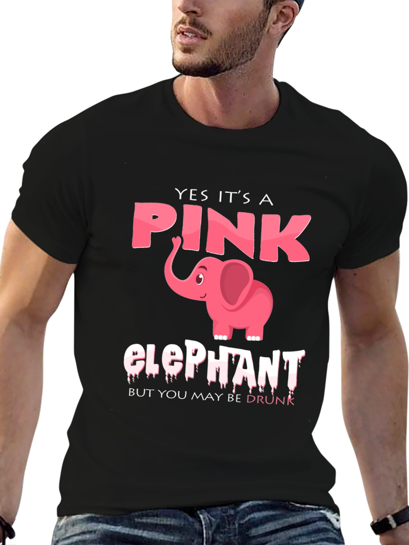 Pink Elephant Graphic Tee - Maybe Youre Drunk!