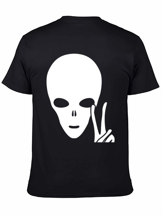 Alien Peace Sign Graphic Tee - Black