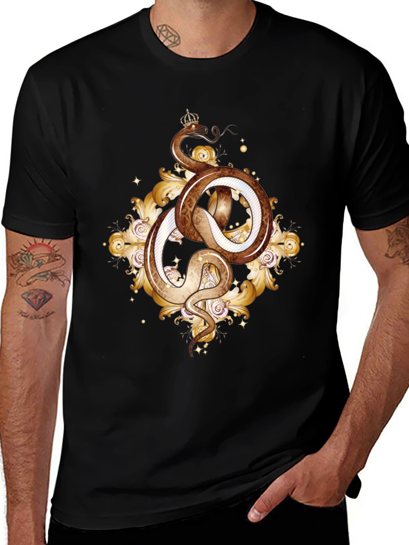 Snake King Graphic Tee - Black Cotton