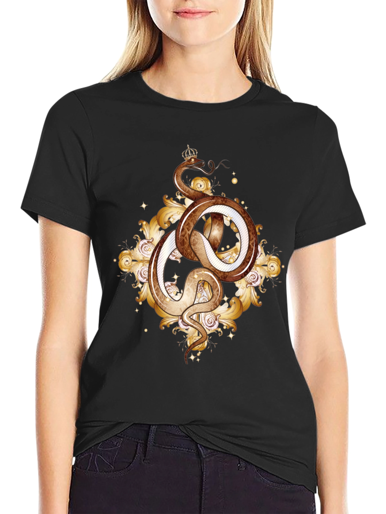 Snake King Graphic Tee - Black Cotton