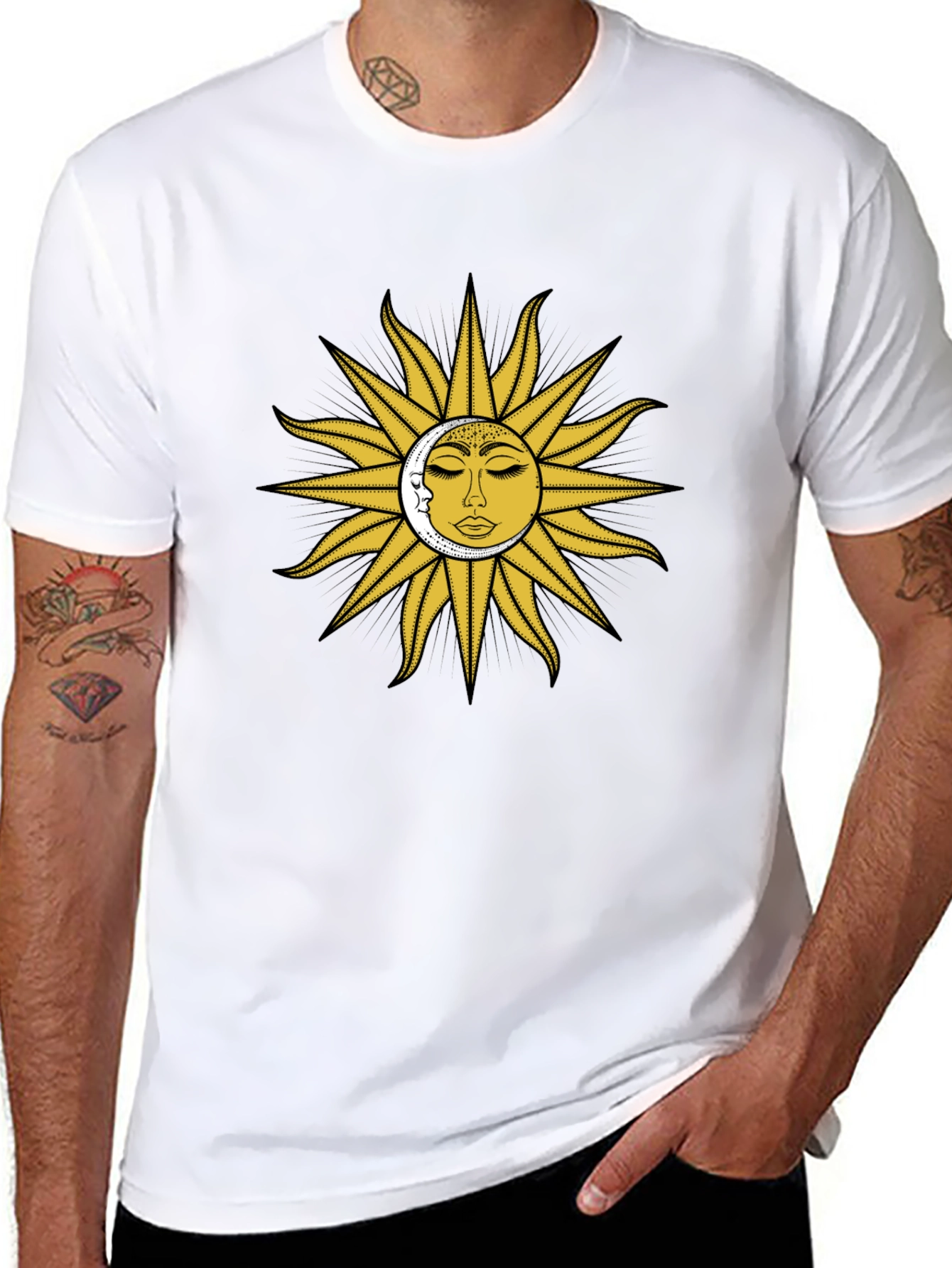 Sun & Moon Graphic Tee - Celestial Design