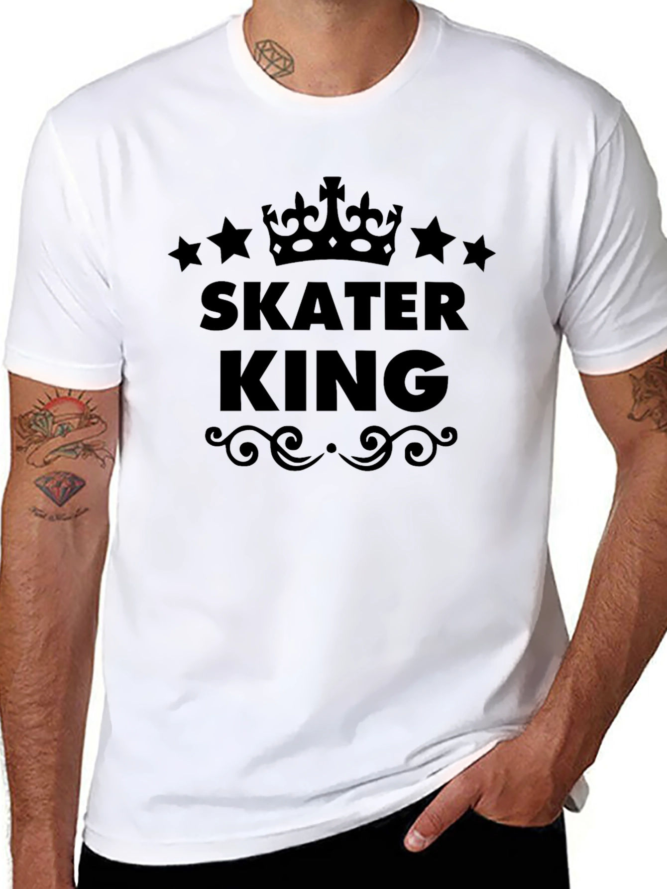 Skater King Graphic Tee - Black Cotton T-Shirt