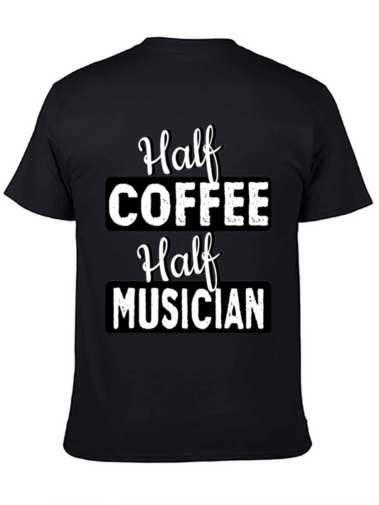 Half Coffee Half Musician Black Graphic T-Shirt